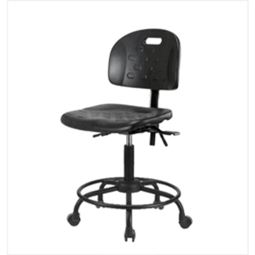 Spectrum® Industrial Polyurethane Chair Round Tube Base - Medium Bench Height 22 to 30 in., No Arms, Casters