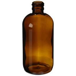 8 oz Amber Glass Boston Round Bottle Bulk - 24-400 Finish