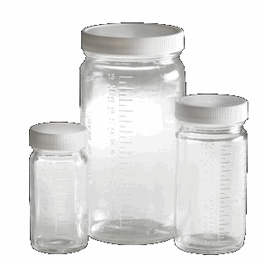 Clear Graduated Wide Mouth Jars, 8oz 58-400 Black Vinyl Lined Caps