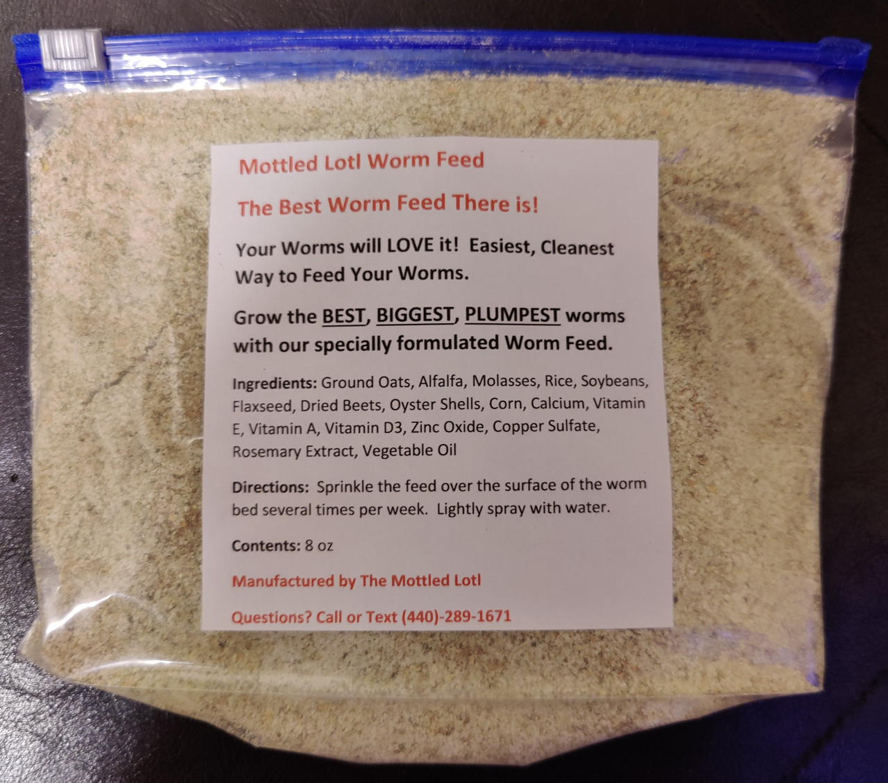 Mottled Lotl Worm Feed 8 oz