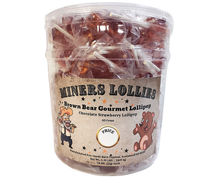 Miners Lollies Brown Bear Lollipop - Chocolate Strawberry