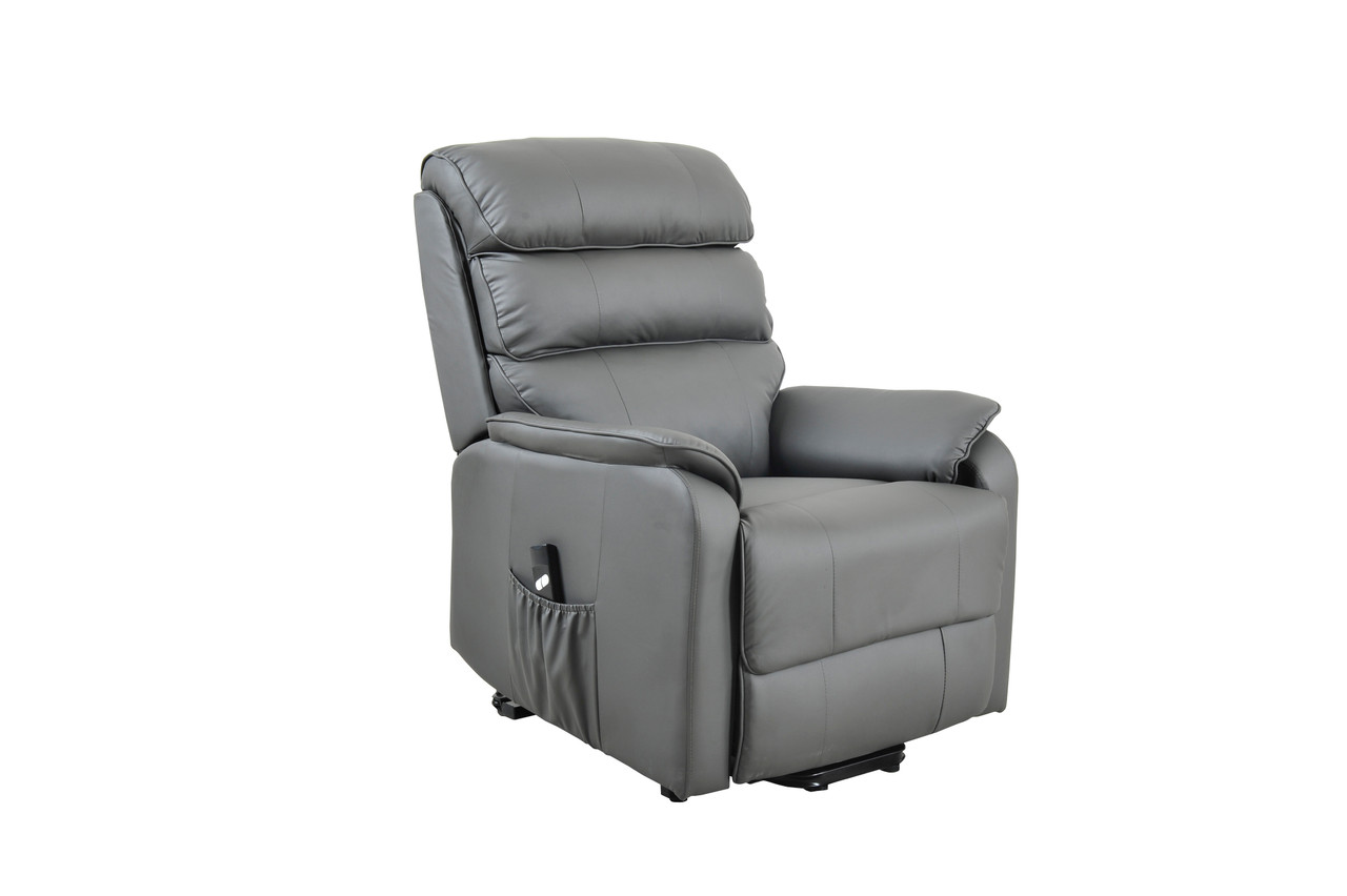 grey leather riser recliner chair