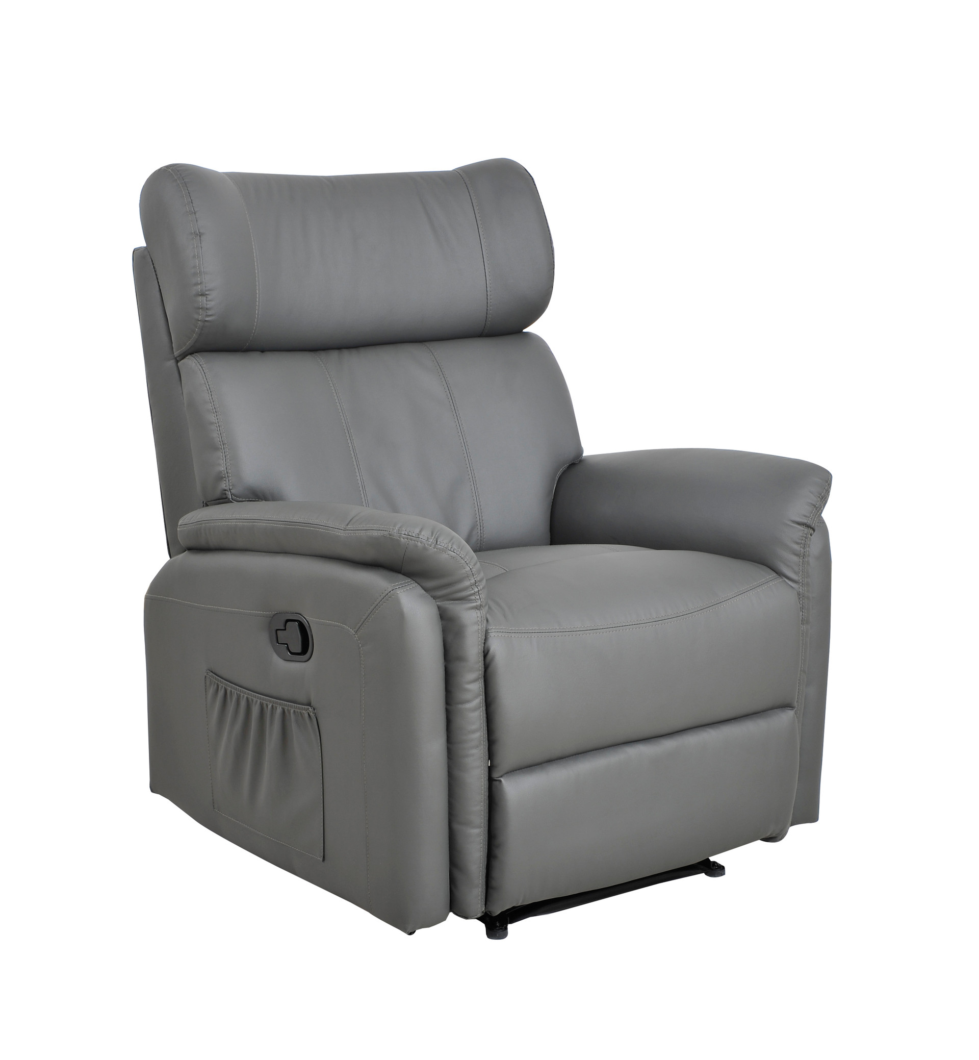 Manual Leather Recliner Armchair Sofa Lounge Home Chair Grey