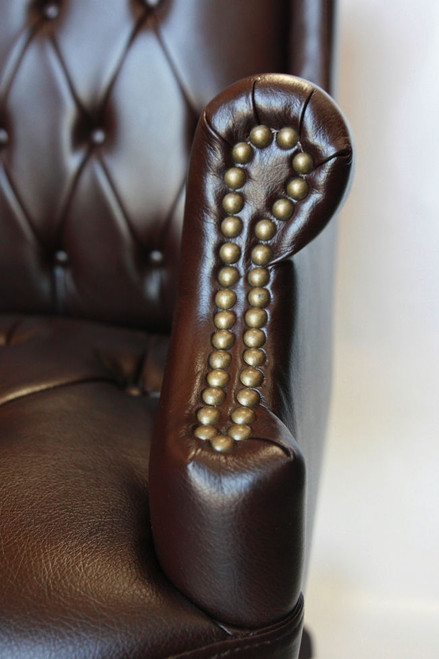 Chesterfield Style High Back Fireside Armchair in Chocolate Brown