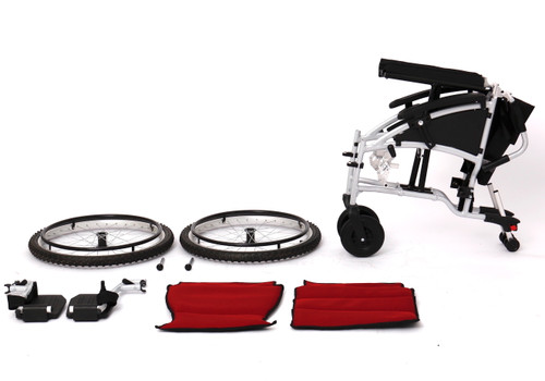 MobiQuip Off-road Wheelchair, Lightweight, Foldable, Manual Aluminum Quick Release Wheels, Black Frame, 16" Seat