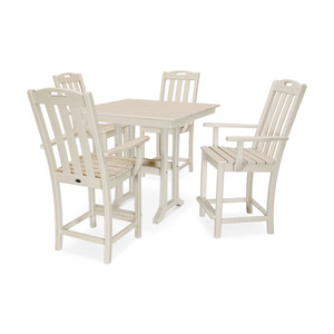 Trex Yacht Club 5-Piece Farmhouse Trestle Arm Chair Counter Set - TXS464-1 - Sand Castle Trex Yacht Club 5-Piece Farmhouse Trestle Arm Chair Counter Set - TXS464-1 - Sand Castle