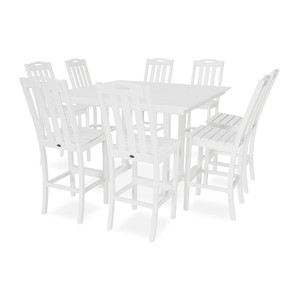Trex Yacht Club 9-Piece Farmhouse Trestle Side Chair Bar Set - TXS469-1 - Classic White Trex Yacht Club 9-Piece Farmhouse Trestle Side Chair Bar Set - TXS469-1 - Classic White