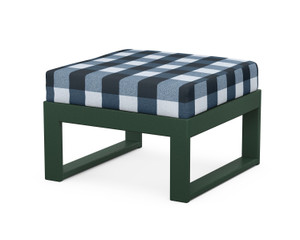 Trex Modular Ottoman - 4600 - Frame in Rainforest Canopy with cusion in Buffalo Plaid Marine Indigo color - 4600-RC-BPMI Trex Modular Ottoman - 4600 - Frame in Rainforest Canopy with cusion in Buffalo Plaid Marine Indigo color - 4600-RC-BPMI