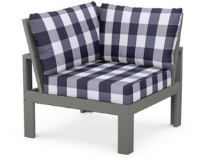 Trex Modular Corner Chair - 4604 - Frame in Stepping Stone with cusion in Buffalo Plaid Navy color - 4604-SS-BPN Trex Modular Corner Chair - 4604 - Frame in Stepping Stone with cusion in Buffalo Plaid Navy color - 4604-SS-BPN