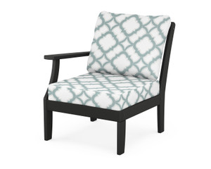Trex Yacht Club Modular Left Arm Chair - TX4511LAF - Frame in Charcoal Black with cusion in Trellis Glacier Spa color - TX4511LAF-CB-TGS Trex Yacht Club Modular Left Arm Chair - TX4511LAF - Frame in Charcoal Black with cusion in Trellis Glacier Spa color - TX4511LAF-CB-TGS