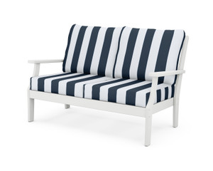 Trex Yacht Club Deep Seating Loveseat - TX4512 - Frame in Classic White with cusion in Cabana Stripe Marine Indigo color - TX4512-CW-CSMI Trex Yacht Club Deep Seating Loveseat - TX4512 - Frame in Classic White with cusion in Cabana Stripe Marine Indigo color - TX4512-CW-CSMI
