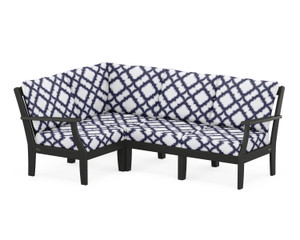 Trex Yacht Club Modular 4-Piece Deep Seating Set - TXS822-2 - Frame in Charcoal Black with cusion in Trellis Navy color - TXS822-2-CB-TN Trex Yacht Club Modular 4-Piece Deep Seating Set - TXS822-2 - Frame in Charcoal Black with cusion in Trellis Navy color - TXS822-2-CB-TN