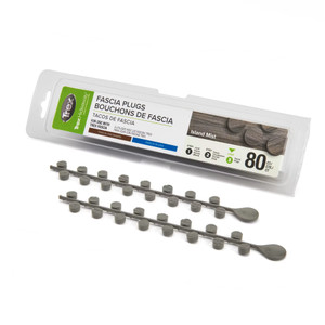 Island Mist Trex Fascia Plugs 80ct - Top view of the packaging with collated gray plugs shown for Trex fascia boards Island Mist Trex Fascia Plugs 80ct - Top view of the packaging with collated gray plugs shown for Trex fascia boards