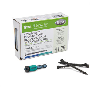 Trex Composite Plug Screws 2.5" - Box of 75 with depth setter and HEXSTIX drive bit included Trex Composite Plug Screws 2.5" - Box of 75 with depth setter and HEXSTIX drive bit included