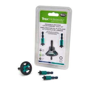 Trex Enhance Decking Plug System Tool Kit - packaging with depth setters and counterbore shown Trex Enhance Decking Plug System Tool Kit - packaging with depth setters and counterbore shown