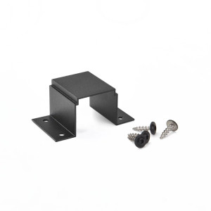 Trex Select® Aluminum Railing Cocktail Bracket 10-pack in Charcoal Black - product close-up with mounting holes visible Trex Select® Aluminum Railing Cocktail Bracket 10-pack in Charcoal Black - product close-up with mounting holes visible