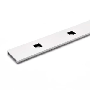 Trex Transcend Square Aluminum Baluster Spacer in Classic White, horizontal rail application, angled perspective Trex Transcend Square Aluminum Baluster Spacer in Classic White, horizontal rail application, angled perspective