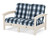 Trex Rockport Club Loveseat - TXC47 - Frame in Sand Castle with cusion in Buffalo Plaid Marine Indigo color - TXC47-SC-BPMI Trex Rockport Club Loveseat - TXC47 - Frame in Sand Castle with cusion in Buffalo Plaid Marine Indigo color - TXC47-SC-BPMI