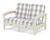 Trex Rockport Club Loveseat - TXC47 - Frame in Sand Castle with cusion in Buffalo Plaid Grey Mist color - TXC47-SC-BPGM Trex Rockport Club Loveseat - TXC47 - Frame in Sand Castle with cusion in Buffalo Plaid Grey Mist color - TXC47-SC-BPGM