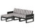 Trex Eastport 4-Piece Sectional with Ottoman - TXS786-2 - Frame in Charcoal Black with cusion in Cabana Stripe Grey Mist color - TXS786-2-CB-CSGM