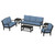Trex Yacht Club 6-Piece Deep Seating Set - TXS481-2 - Frame in Charcoal Black with cusion in Sky Blue color - TXS481-2-CB-SB-1