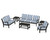 Trex Yacht Club 6-Piece Deep Seating Set - TXS481-2 - Frame in Charcoal Black with cusion in Cabana Stripe Sky Blue color - TXS481-2-CB-CSSB