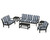 Trex Yacht Club 6-Piece Deep Seating Set - TXS481-2 - Frame in Charcoal Black with cusion in Cabana Stripe Marine Indigo color - TXS481-2-CB-CSMI