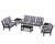 Trex Yacht Club 6-Piece Deep Seating Set - TXS481-2 - Frame in Charcoal Black with cusion in Cabana Stripe Navy color - TXS481-2-CB-CSN
