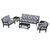 Trex Yacht Club 6-Piece Deep Seating Set - TXS481-2 - Frame in Charcoal Black with cusion in Trellis Navy color - TXS481-2-CB-TN