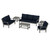 Trex Yacht Club 6-Piece Deep Seating Set - TXS481-2 - Frame in Stepping Stone with cusion in Marine Indigo color - TXS481-2-SS-MI