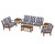 Trex Yacht Club 6-Piece Deep Seating Set - TXS481-2 - Frame in Tree House with cusion in Cabana Stripe Navy color - TXS481-2-TH-CSN