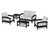 Trex Rockport Club 6-Piece Deep Seating Conversation Set - TXS140-2 - Frame in Charcoal Black with cusion in Leaf Dune Burlap color - TXS140-2-CB-LDB