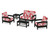 Trex Rockport Club 6-Piece Deep Seating Conversation Set - TXS140-2 - Frame in Charcoal Black with cusion in Leaf Crimson color - TXS140-2-CB-LC
