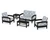Trex Rockport Club 6-Piece Deep Seating Conversation Set - TXS140-2 - Frame in Charcoal Black with cusion in Trellis Sky Blue color - TXS140-2-CB-TSB