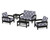 Trex Rockport Club 6-Piece Deep Seating Conversation Set - TXS140-2 - Frame in Charcoal Black with cusion in Trellis Navy color - TXS140-2-CB-TN