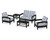 Trex Rockport Club 6-Piece Deep Seating Conversation Set - TXS140-2 - Frame in Charcoal Black with cusion in Buffalo Plaid Sky Blue color - TXS140-2-CB-BPSB