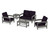 Trex Rockport Club 6-Piece Deep Seating Conversation Set - TXS140-2 - Frame in Stepping Stone with cusion in Navy Linen color - TXS140-2-SS-NL-1