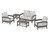 Trex Rockport Club 6-Piece Deep Seating Conversation Set - TXS140-2 - Frame in Stepping Stone with cusion in Leaf Dune Burlap color - TXS140-2-SS-LDB