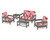 Trex Rockport Club 6-Piece Deep Seating Conversation Set - TXS140-2 - Frame in Stepping Stone with cusion in Leaf Crimson color - TXS140-2-SS-LC