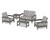Trex Rockport Club 6-Piece Deep Seating Conversation Set - TXS140-2 - Frame in Stepping Stone with cusion in Cabana Stripe Grey Mist color - TXS140-2-SS-CSGM