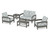 Trex Rockport Club 6-Piece Deep Seating Conversation Set - TXS140-2 - Frame in Stepping Stone with cusion in Trellis Glacier Spa color - TXS140-2-SS-TGS