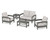 Trex Rockport Club 6-Piece Deep Seating Conversation Set - TXS140-2 - Frame in Stepping Stone with cusion in Trellis Dune Burlap color - TXS140-2-SS-TDB