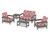 Trex Rockport Club 6-Piece Deep Seating Conversation Set - TXS140-2 - Frame in Stepping Stone with cusion in Trellis Crimson color - TXS140-2-SS-TC