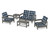 Trex Rockport Club 6-Piece Deep Seating Conversation Set - TXS140-2 - Frame in Stepping Stone with cusion in Buffalo Plaid Marine Indigo color - TXS140-2-SS-BPMI