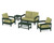 Trex Rockport Club 6-Piece Deep Seating Conversation Set - TXS140-2 - Frame in Rainforest Canopy with cusion in Chartreuse Boucle color - TXS140-2-RC-CB