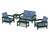 Trex Rockport Club 6-Piece Deep Seating Conversation Set - TXS140-2 - Frame in Rainforest Canopy with cusion in Sky Blue color - TXS140-2-RC-SB-1