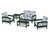 Trex Rockport Club 6-Piece Deep Seating Conversation Set - TXS140-2 - Frame in Rainforest Canopy with cusion in Leaf Sky Blue color - TXS140-2-RC-LSB