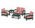 Trex Rockport Club 6-Piece Deep Seating Conversation Set - TXS140-2 - Frame in Rainforest Canopy with cusion in Cabana Stripe Crimson color - TXS140-2-RC-CSC