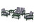 Trex Rockport Club 6-Piece Deep Seating Conversation Set - TXS140-2 - Frame in Rainforest Canopy with cusion in Cabana Stripe Navy color - TXS140-2-RC-CSN