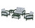 Trex Rockport Club 6-Piece Deep Seating Conversation Set - TXS140-2 - Frame in Rainforest Canopy with cusion in Trellis Sky Blue color - TXS140-2-RC-TSB